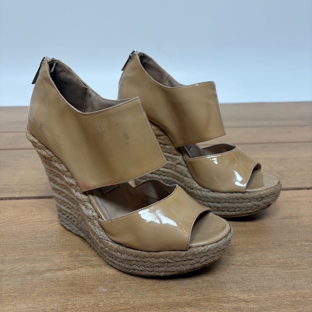 Jimmy Choo- Patent Leather Espadrille Wedge Size 37